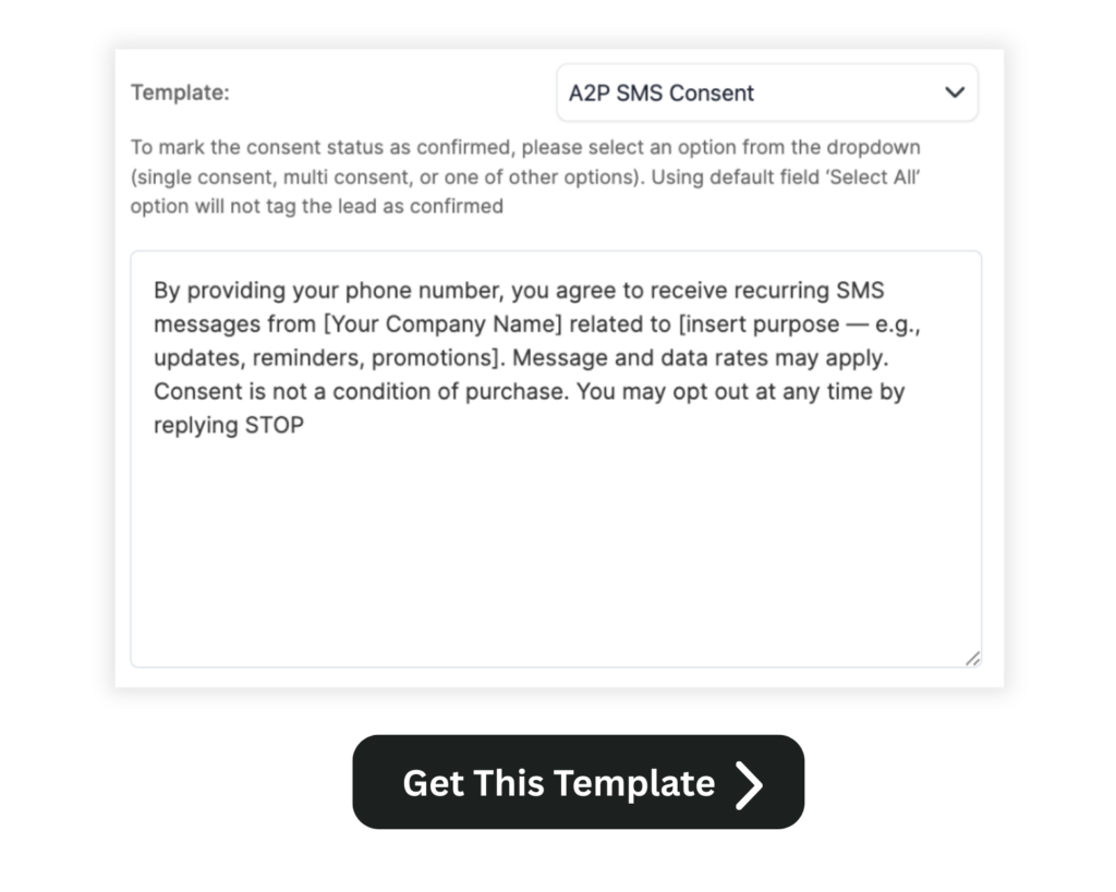 a2p sms consent template