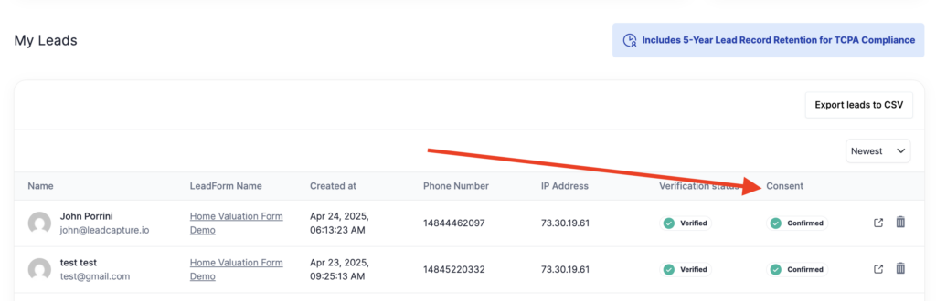 storing tcpa consent