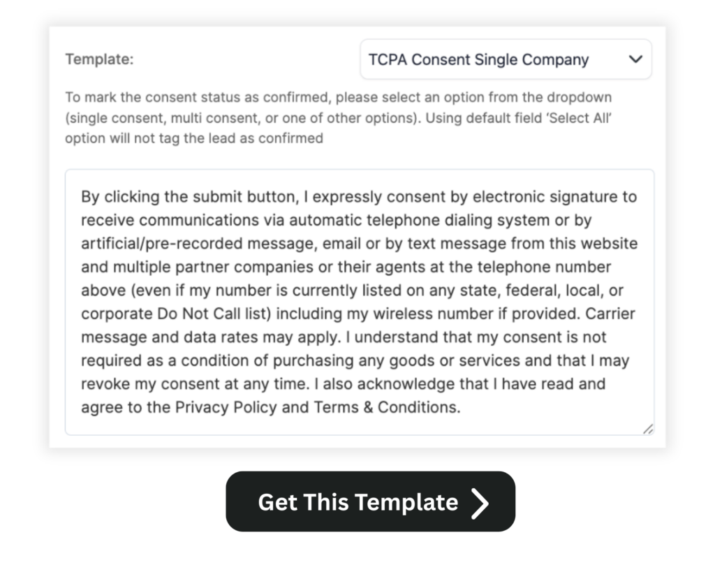 tcpa one to one consent template
