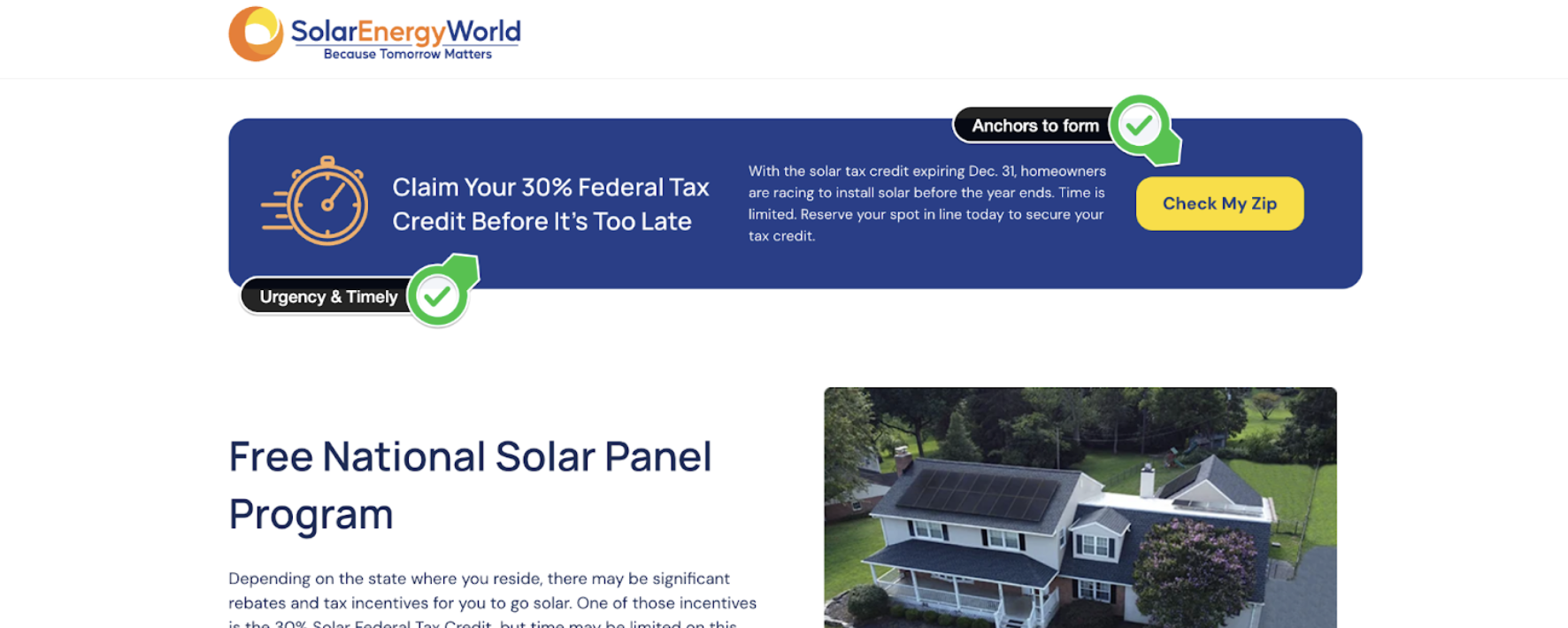 solar energy world using urgency in lead gen