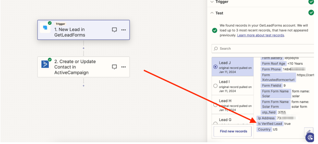 phone verified lead status in Zapier