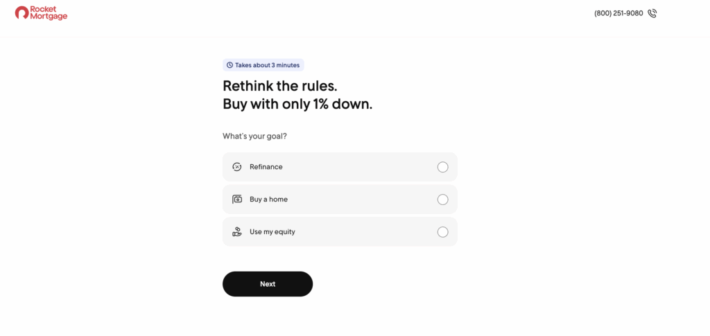 rocket mortgage lead quiz funnel