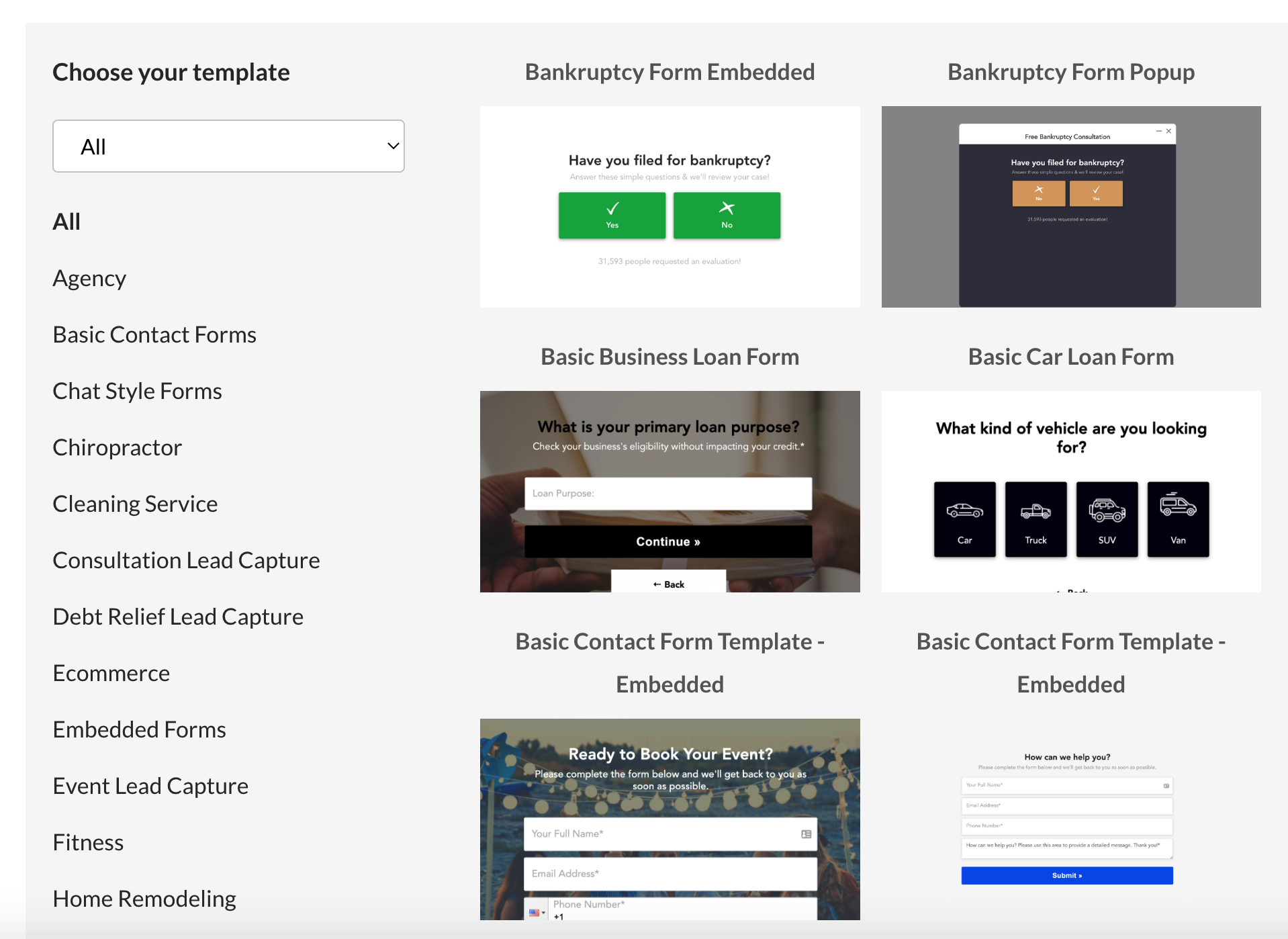 lead qualification form templates