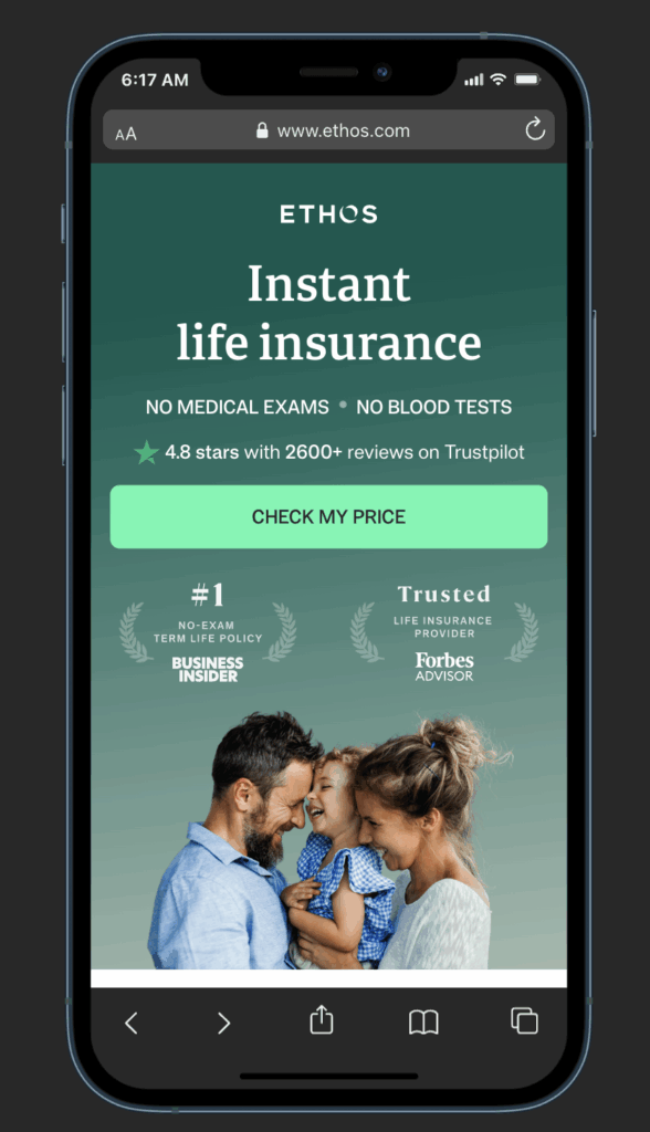 mobile optimized insurance landing page