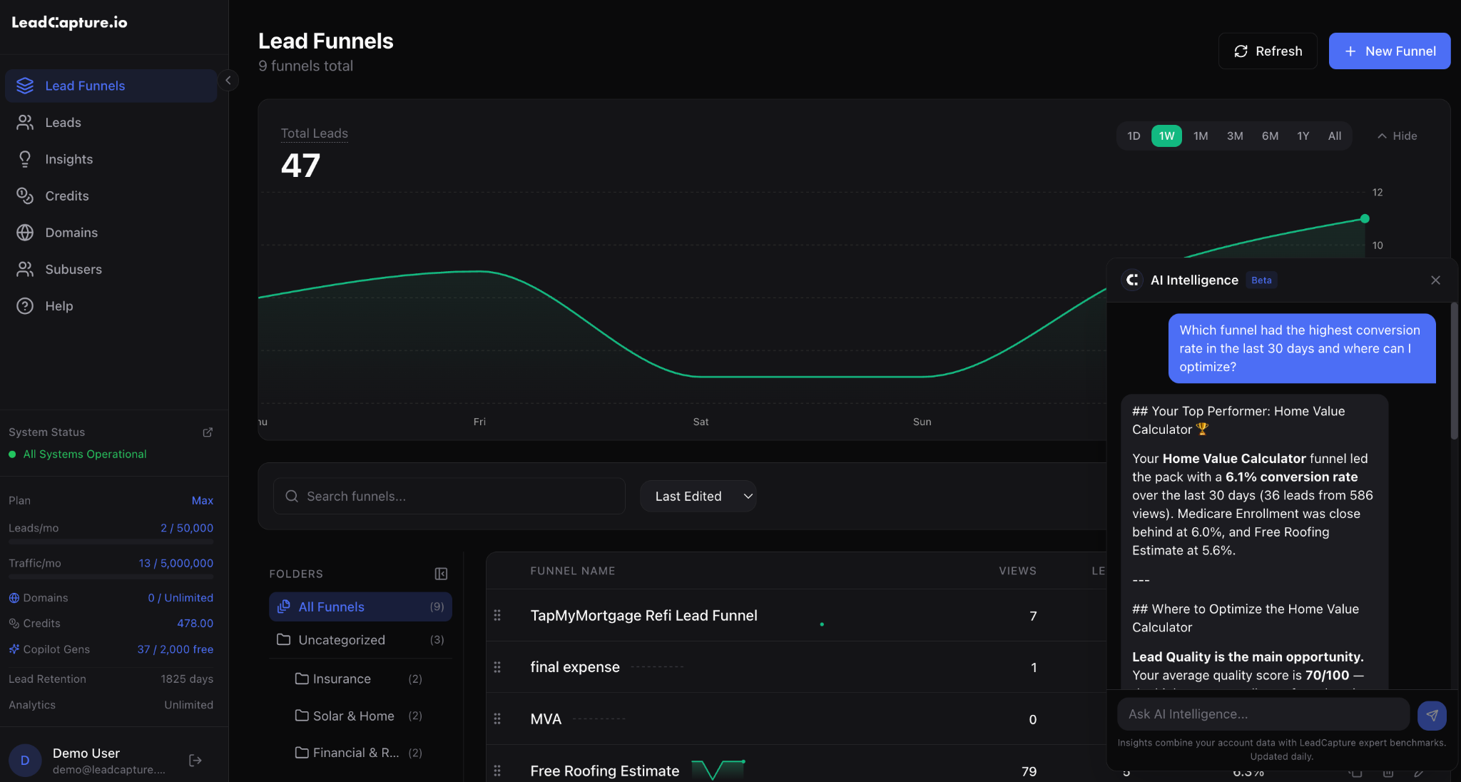 LeadCapture Next Gen Dashboard with AI Intelligence
