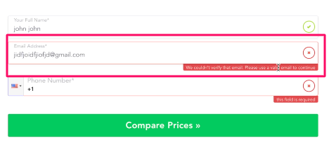 blocking an invalid email