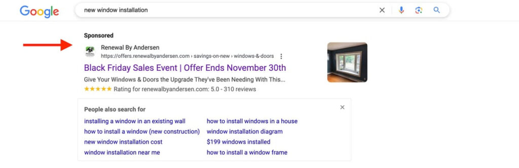 google search: window replacement leads